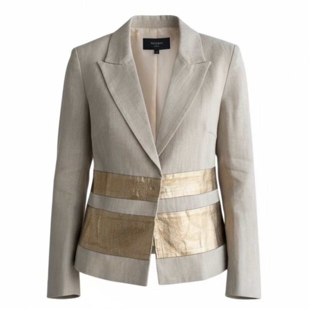 ✨  Women’s LAVEER Elegant Beige and Gold Blazer Size 10 NWT